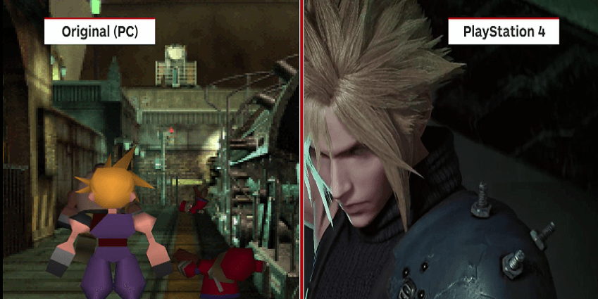مقارنة فيديو للنسخة الأصلية و الحديثة للعبة Final Fantasy VII