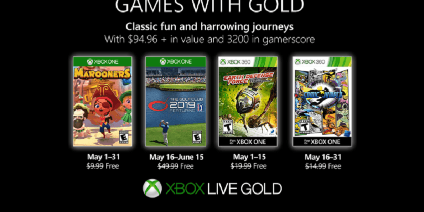 قائمة ألعاب Xbox Live Gold المجانية لشهر مايو 2019