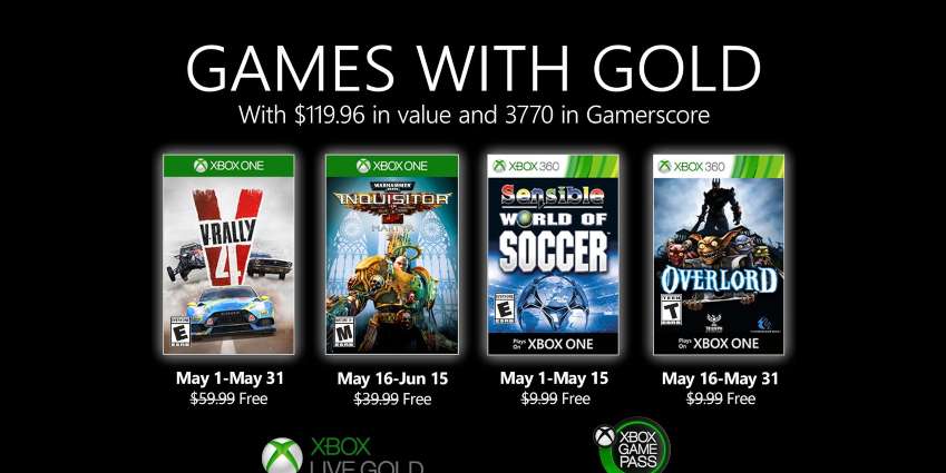 قائمة ألعاب Xbox Live Gold المجانية لشهر مايو 2020