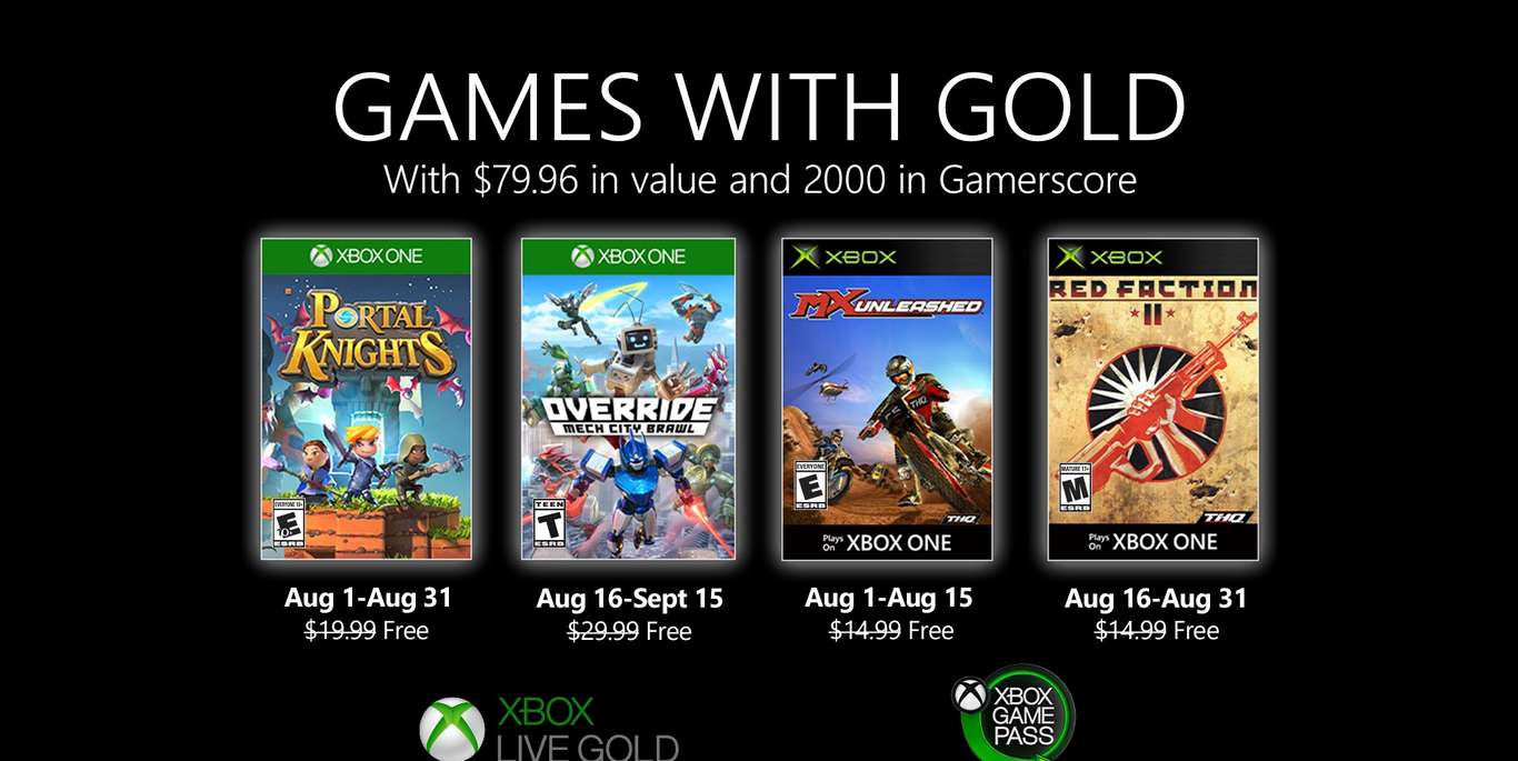 قائمة ألعاب Xbox Live Gold المجانية لشهر أغسطس 2020