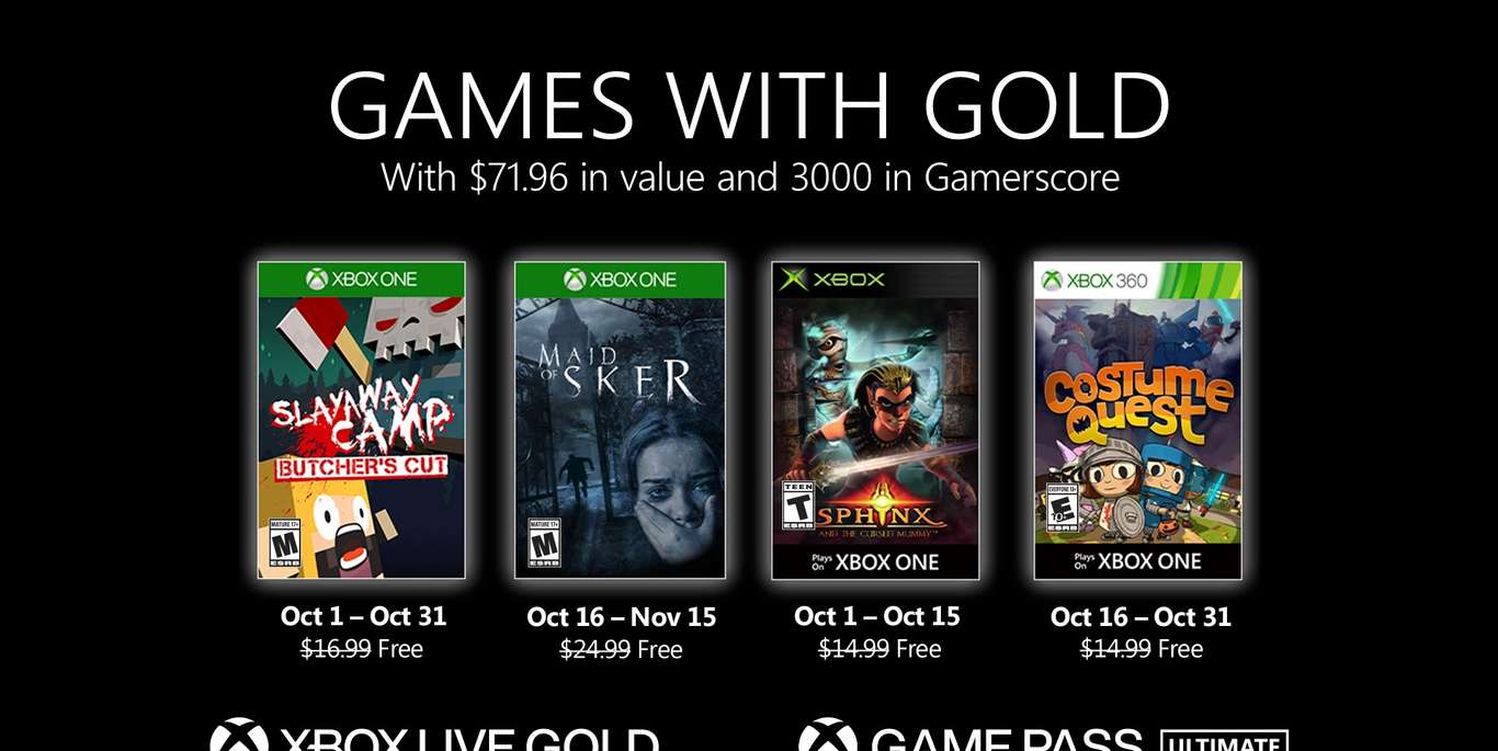 قائمة ألعاب Xbox Live Gold المجانية لشهر أكتوبر 2020