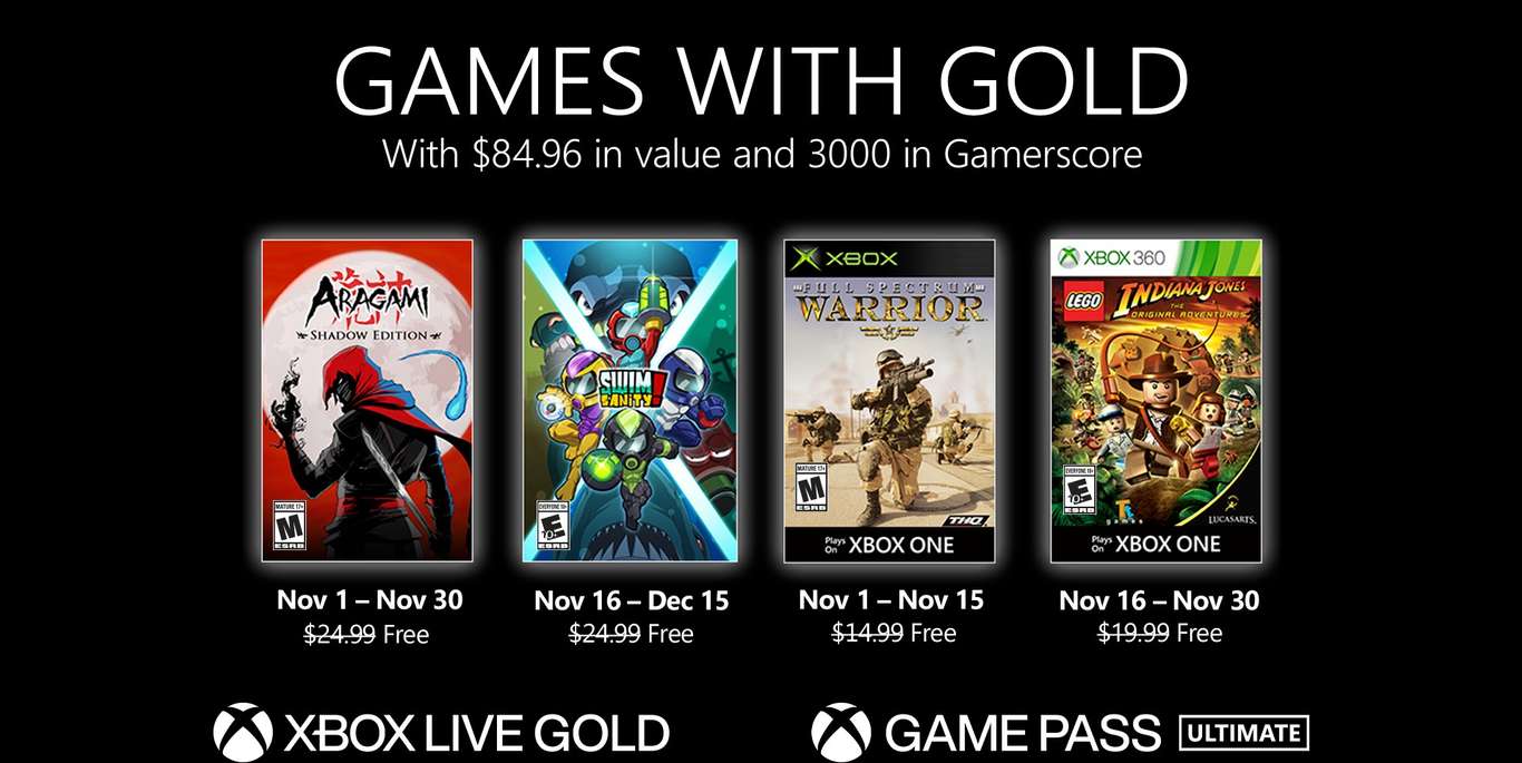 قائمة ألعاب Xbox Live Gold المجانية لشهر نوفمبر 2020