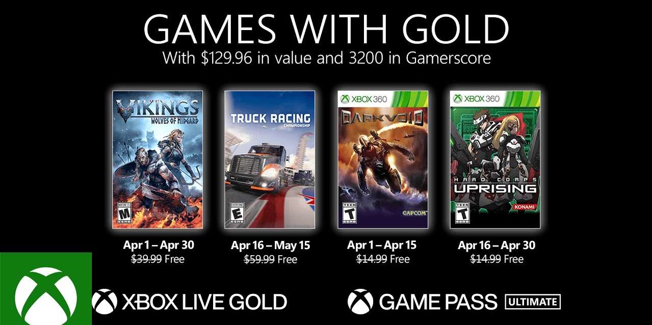 قائمة ألعاب Xbox Live Gold المجانية لشهر أبريل 2021