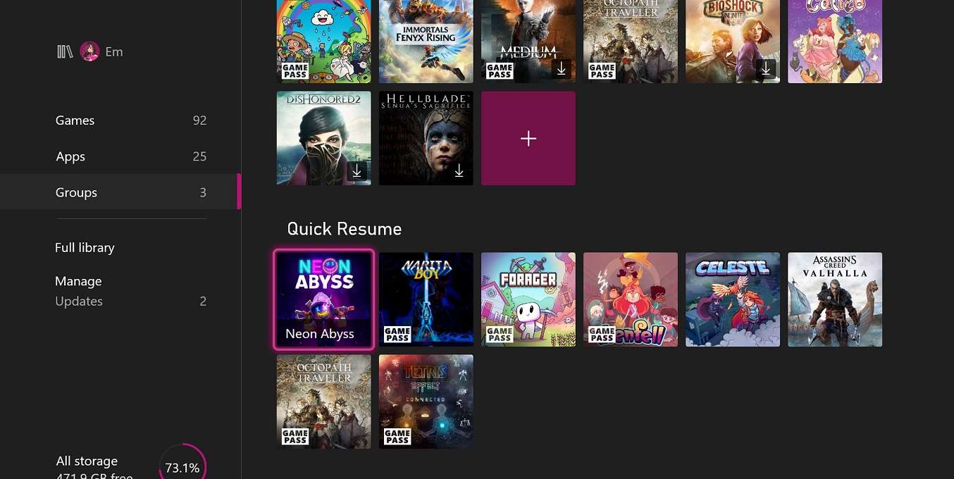 تحديث Xbox القادم يُمكنك من معرفة أي الألعاب في Quick Resume
