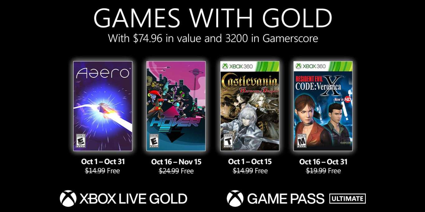 قائمة ألعاب Games with Gold المجانية لشهر أكتوبر 2021